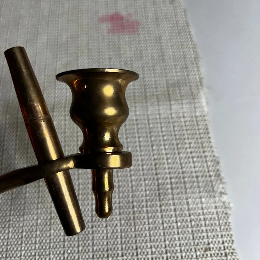 Vintage Solid Brass Anchor Candlestick Holder Nautical Maritime Decor Gold Tone